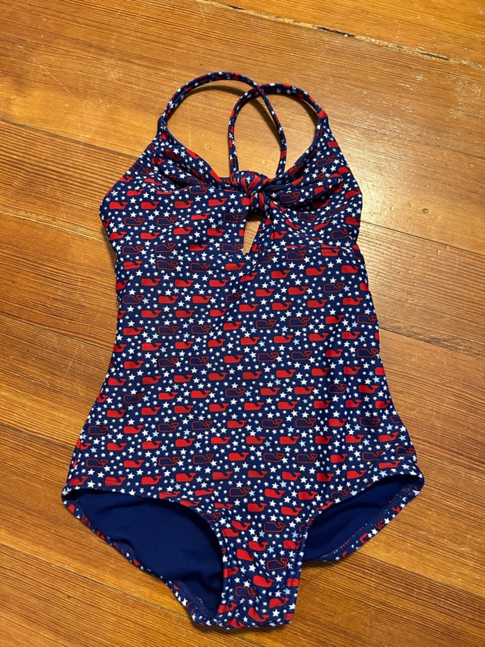 Vineyard Vines Navy and Red Whale Print Girls' One-Piece Swimsuit